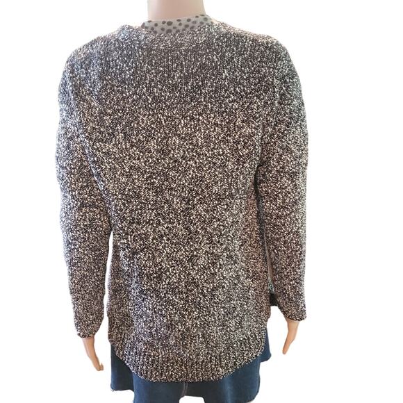 J. Jill Size MP M Petite Black Speckled Gray White One Button Cotton Cardigan - Picture 6 of 10